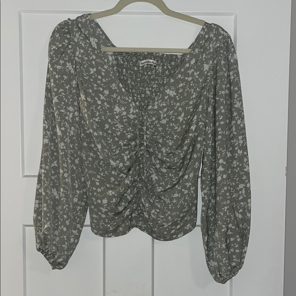 Abercrombie & Fitch Green and White Printed Top